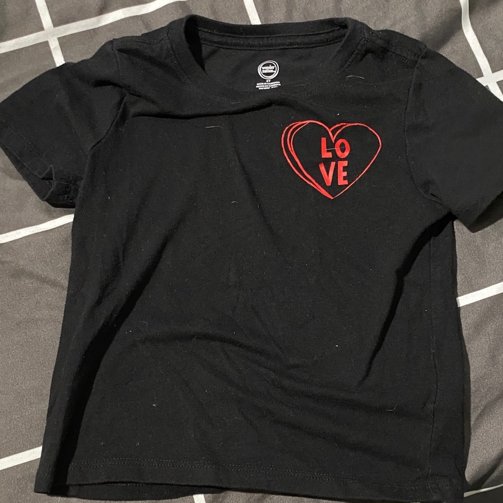 Black Kids T-Shirt with Red Heart Design